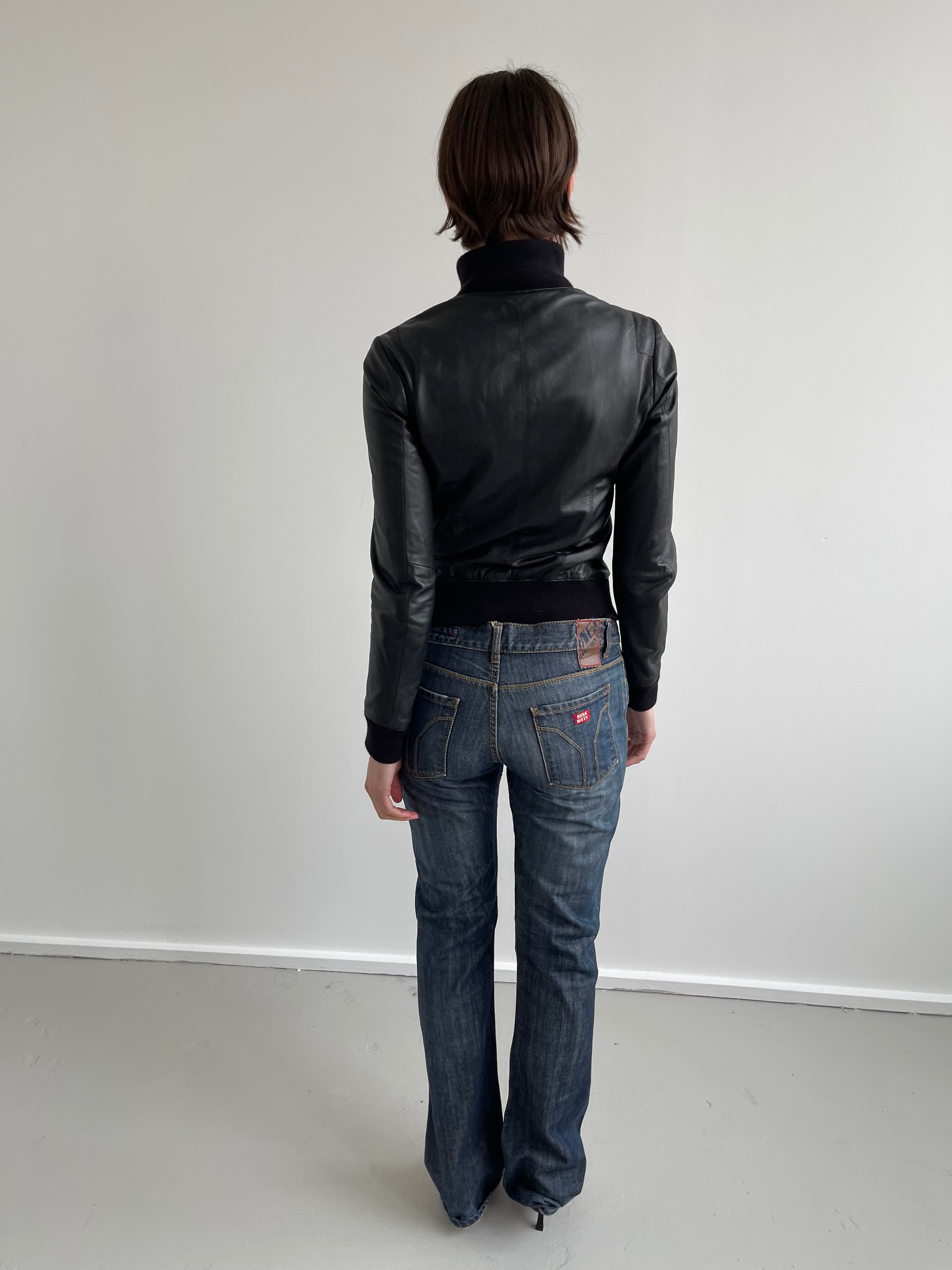 Buttery soft black leather bomber jacket