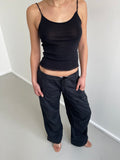 Black double layered mesh cami top