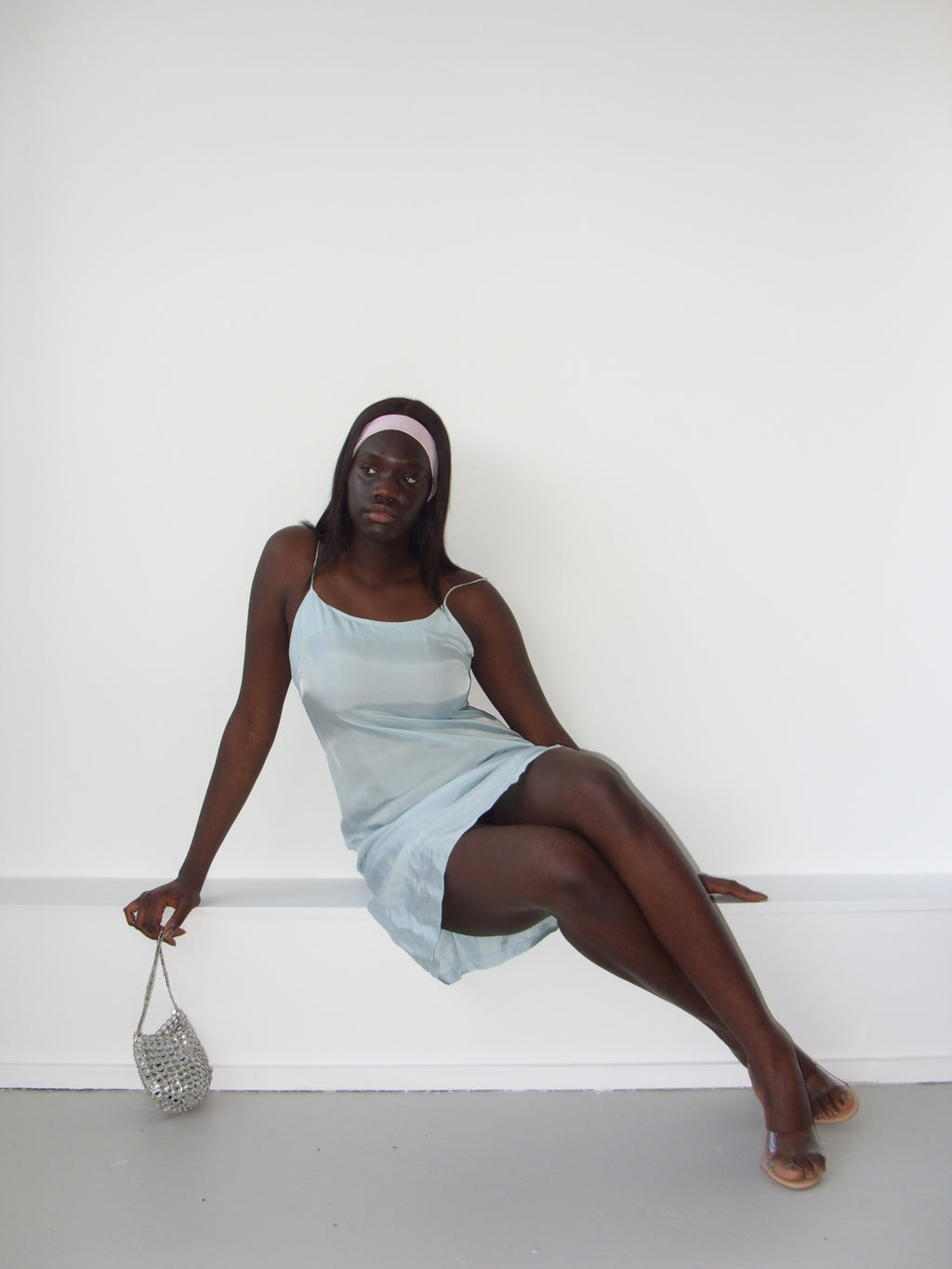 Baby blue knee length dress