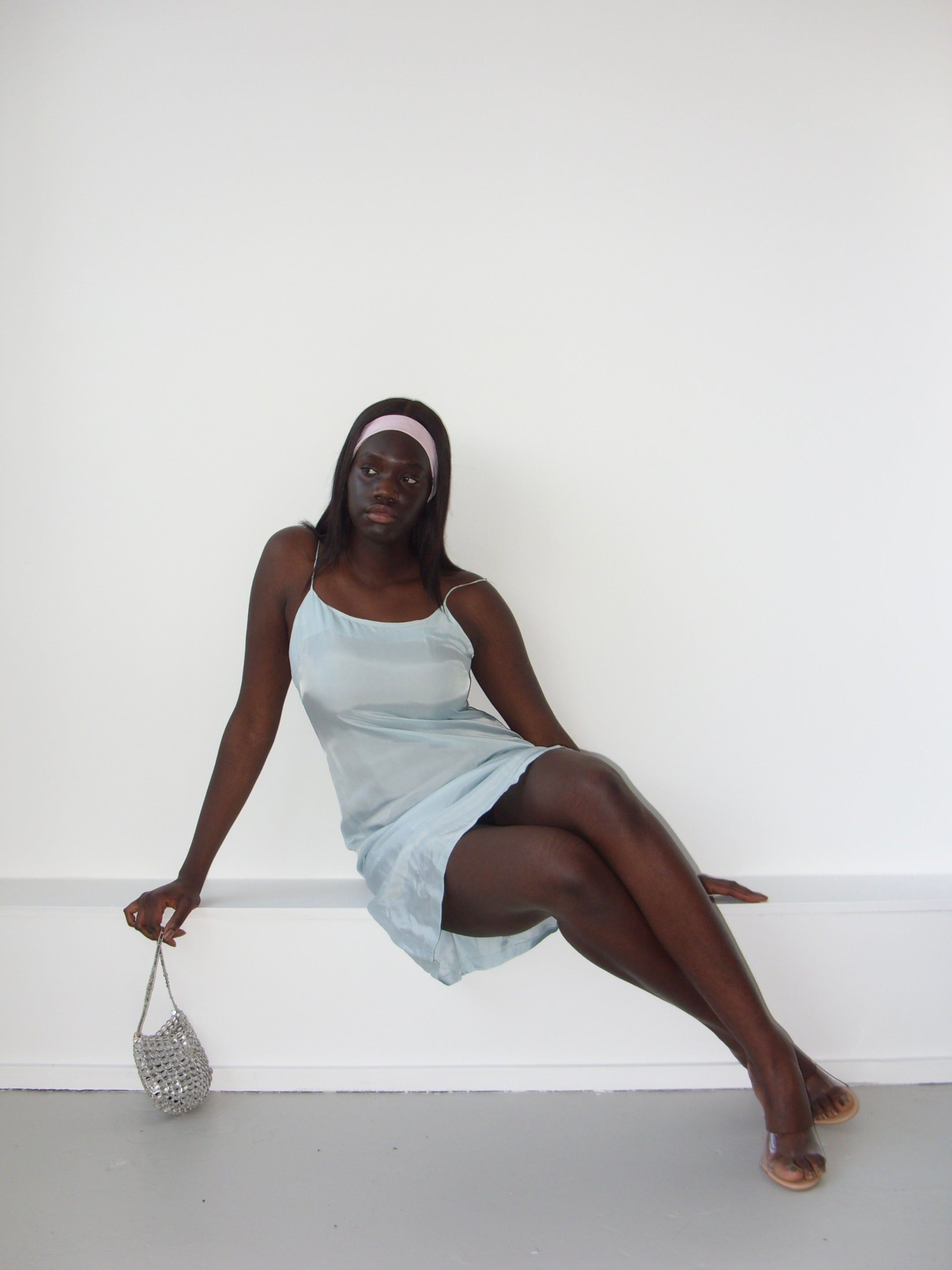 Baby blue knee length dress