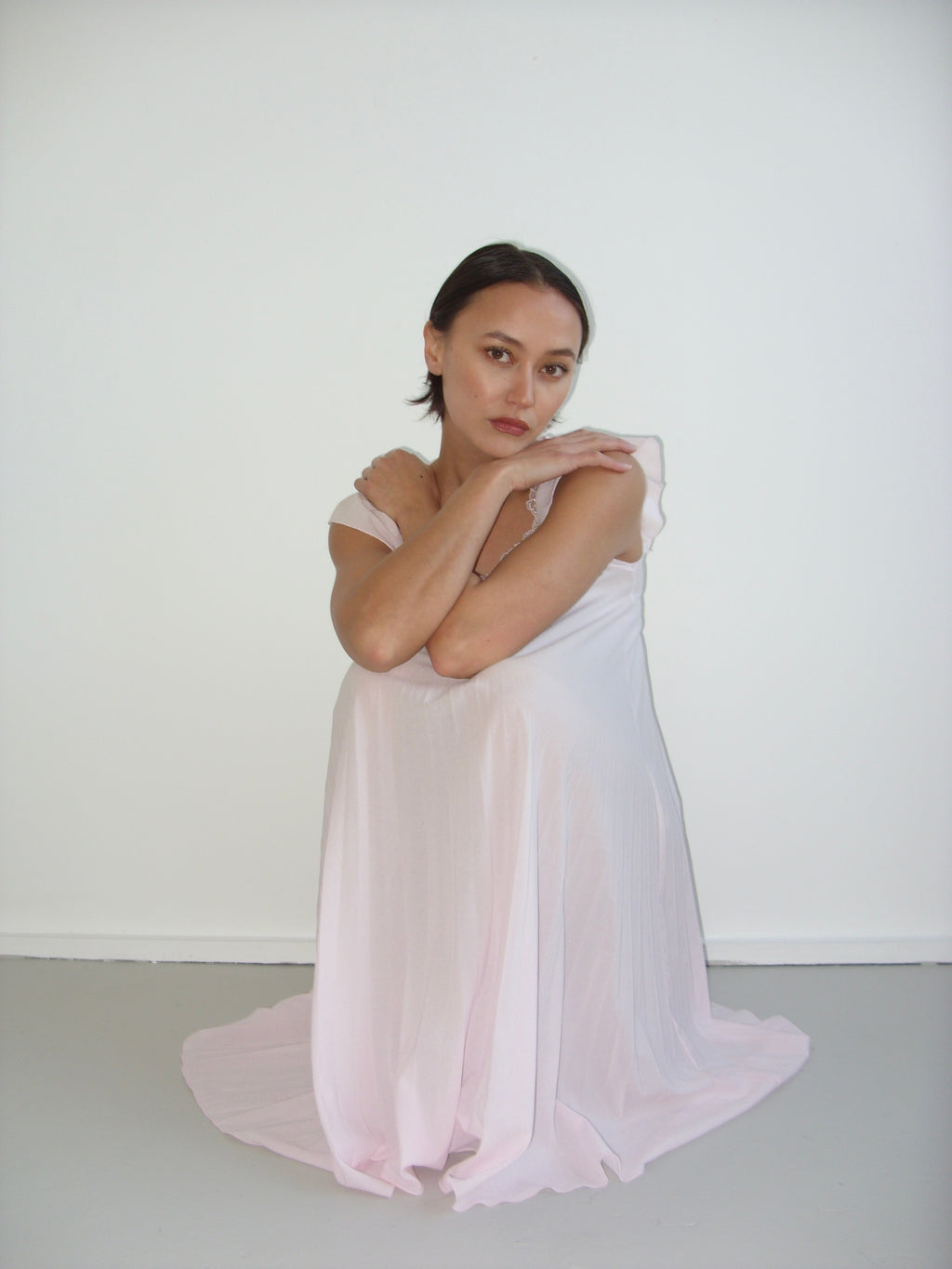 Baby pink pleated dress