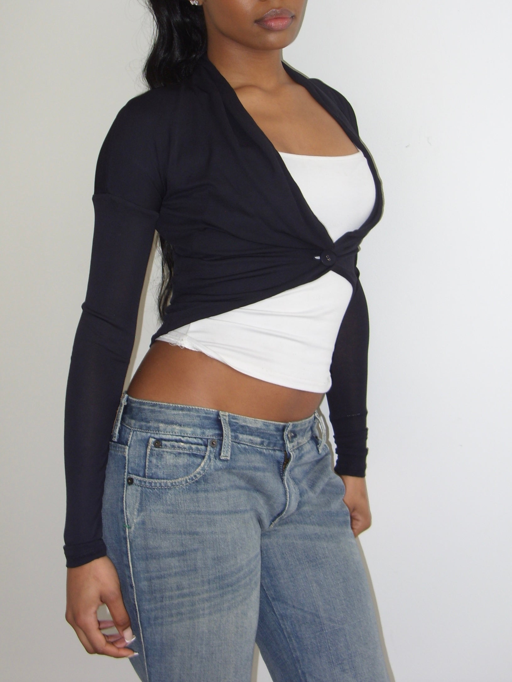 Patrizia Pepe navy bolero style blouse