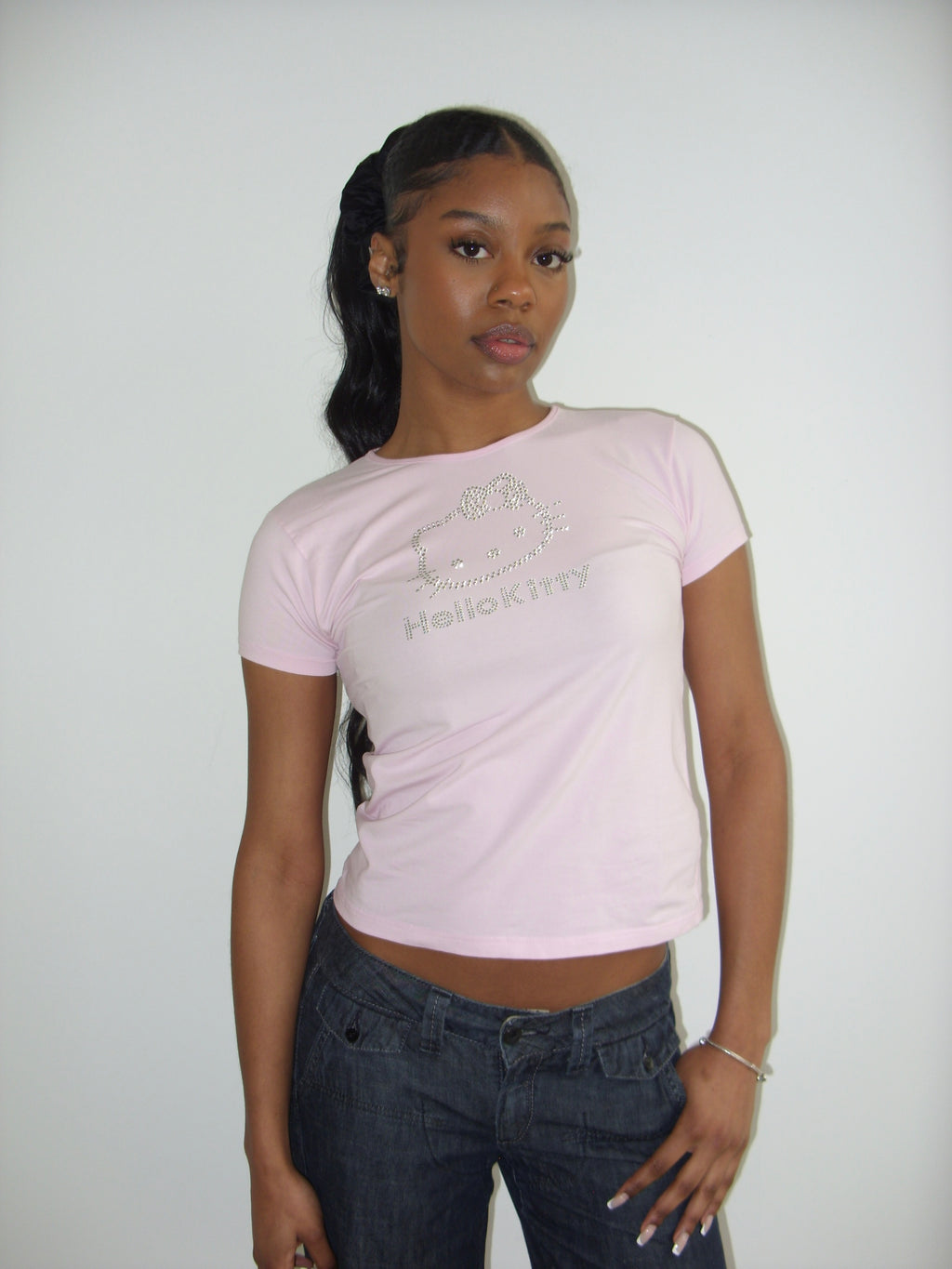 Vintage Hello Kitty baby pink t-shirt with diamanté detail
