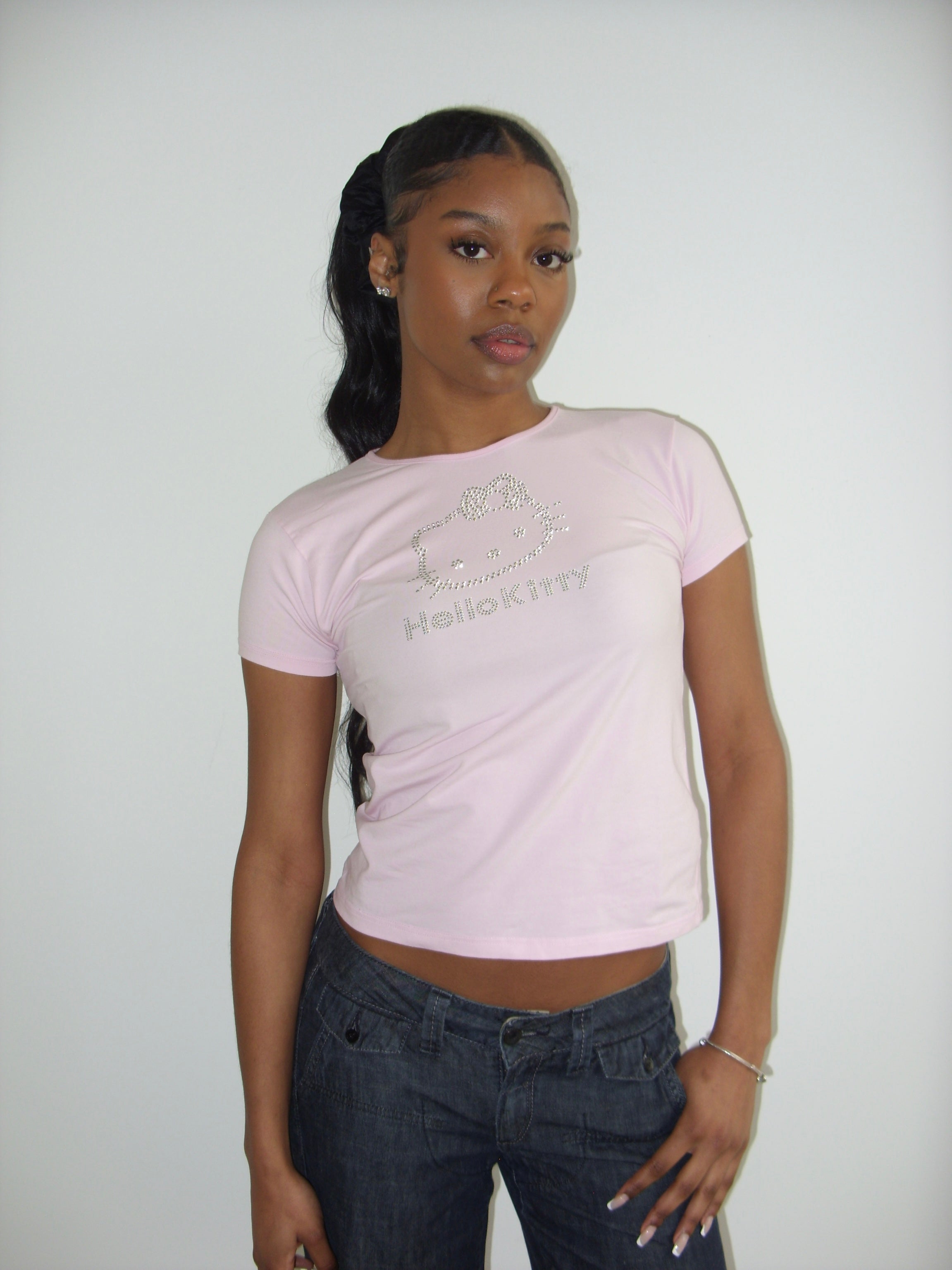 Vintage Hello Kitty baby pink t-shirt with diamanté detail