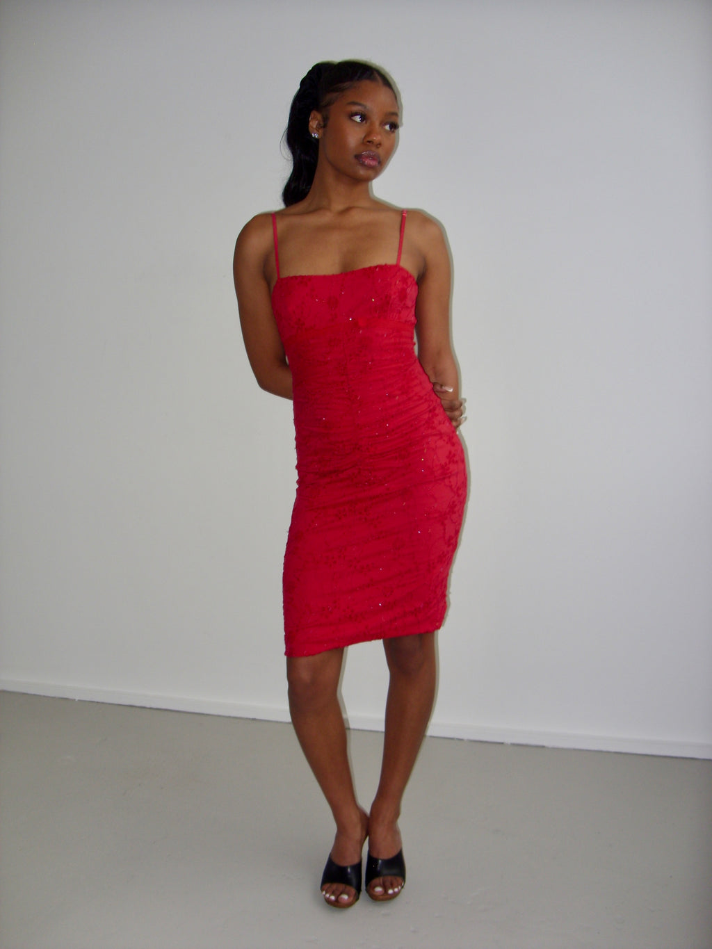 Flavio Castellani red broderie anglaise midi dress