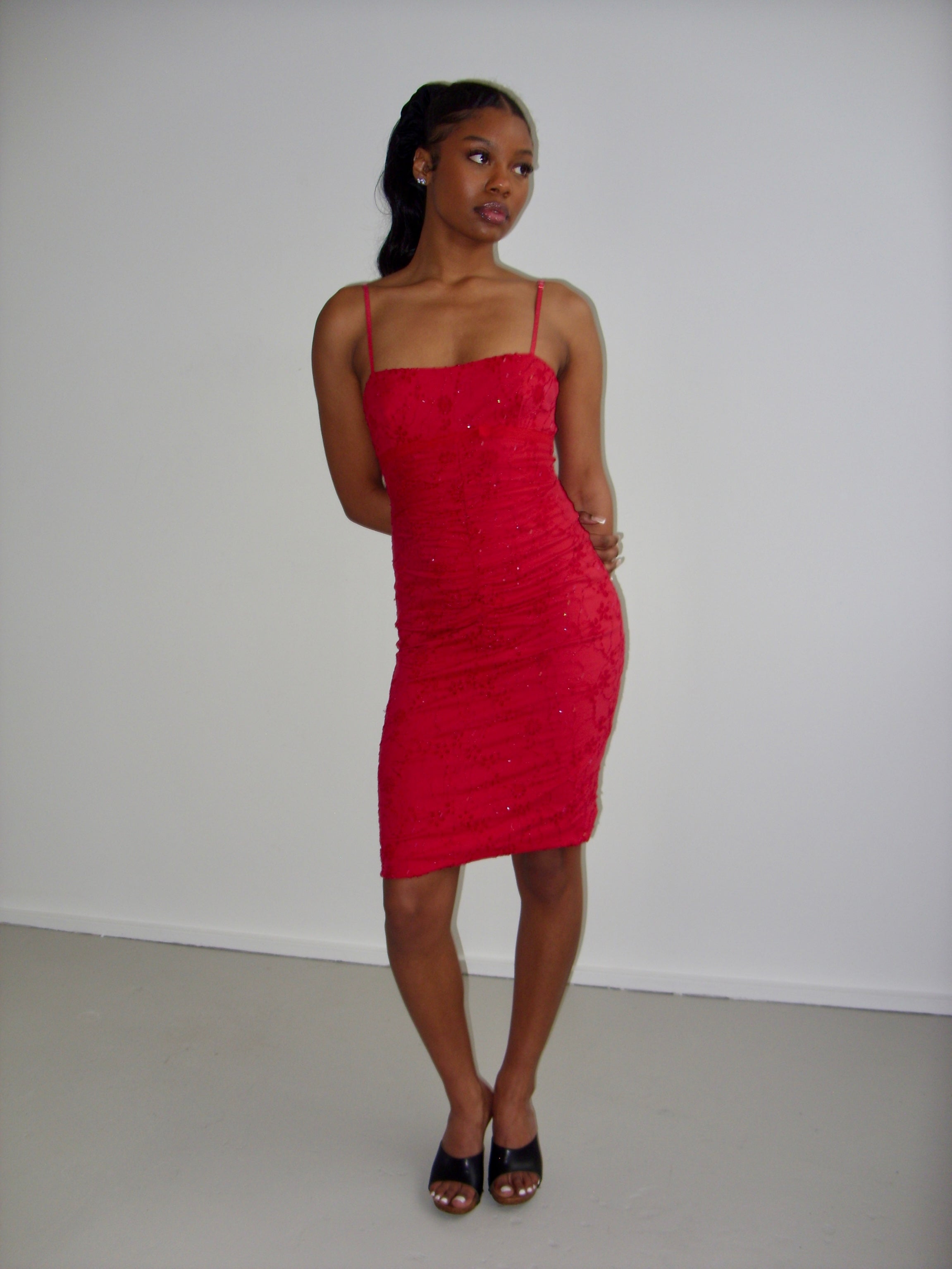 Flavio Castellani red broderie anglaise midi dress