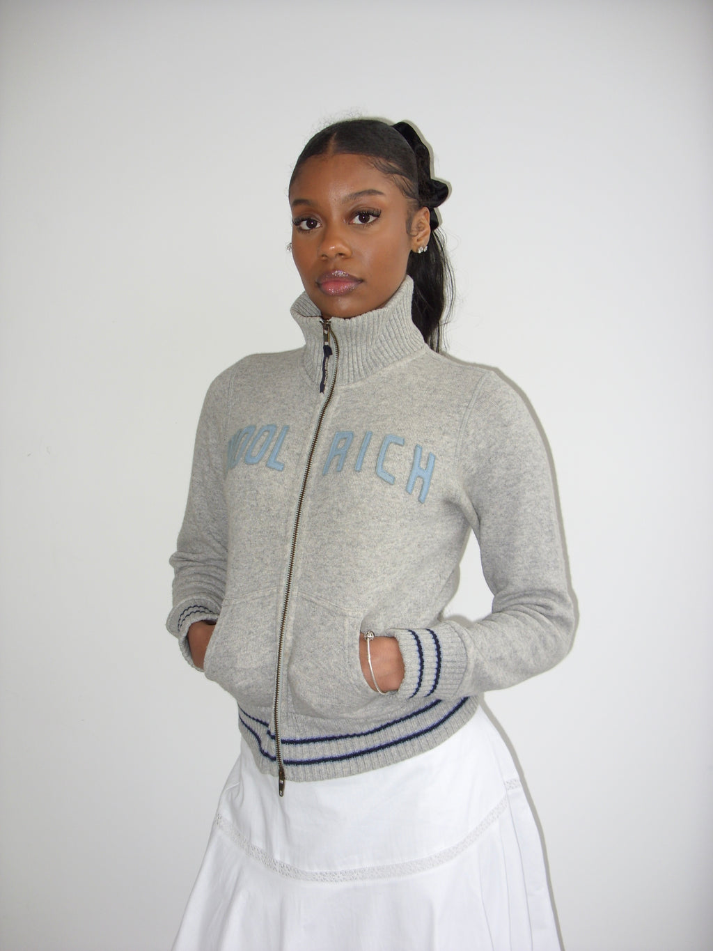 Vintage Woolrich grey knit zip up jumper