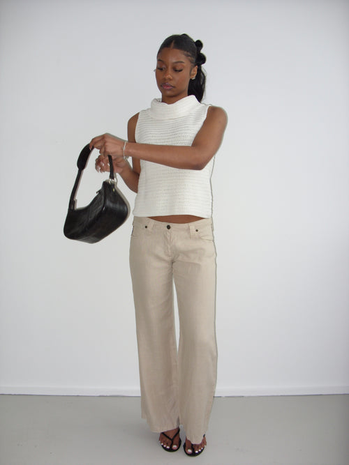 Armani Jeans beige linen straight leg trousers