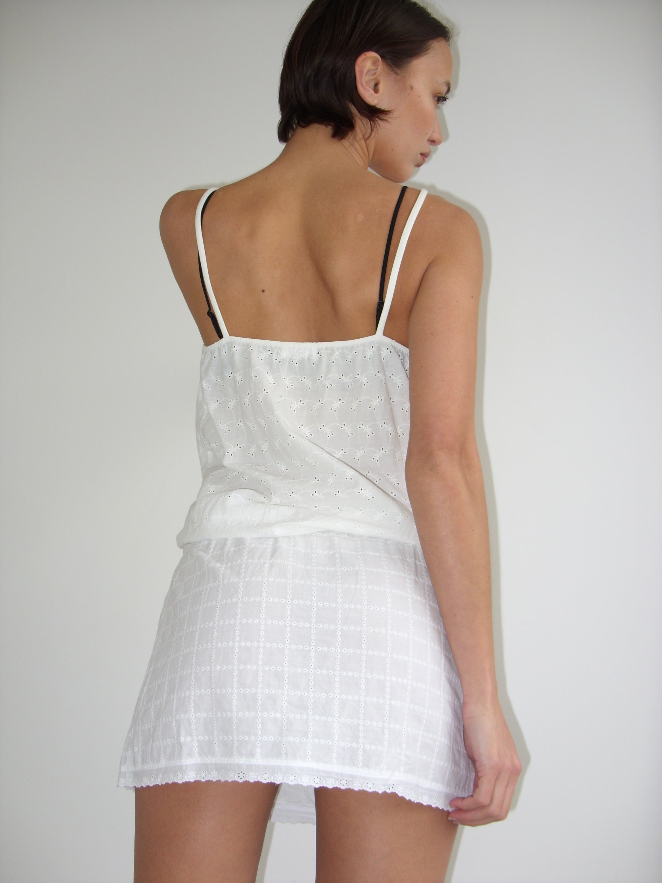 Intimissimi white broderie anglaise slip dress with tie waist