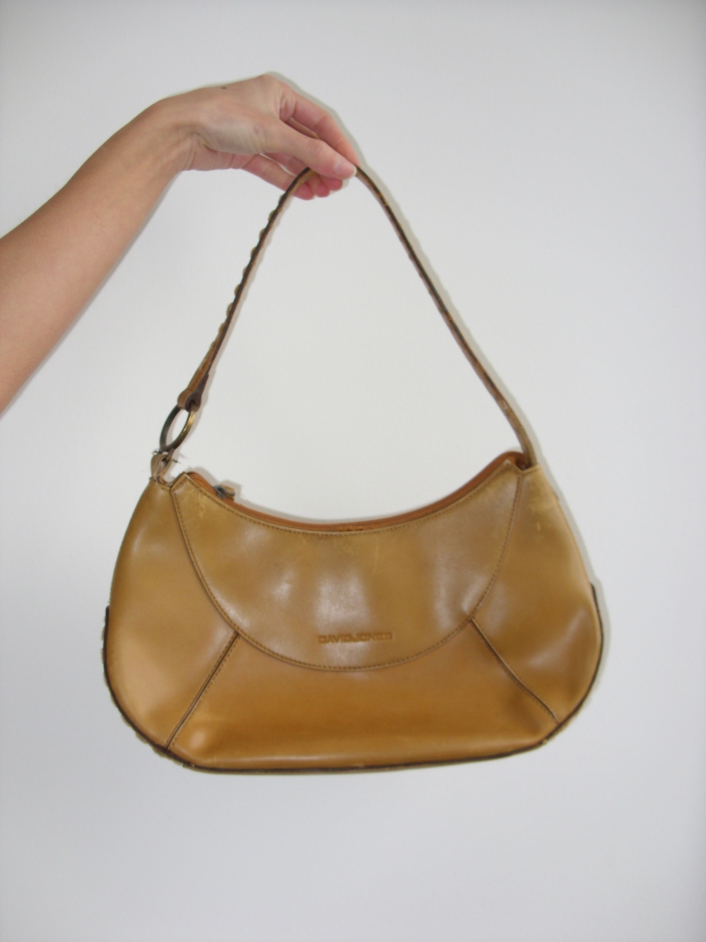 Tan handbag with stitch detail