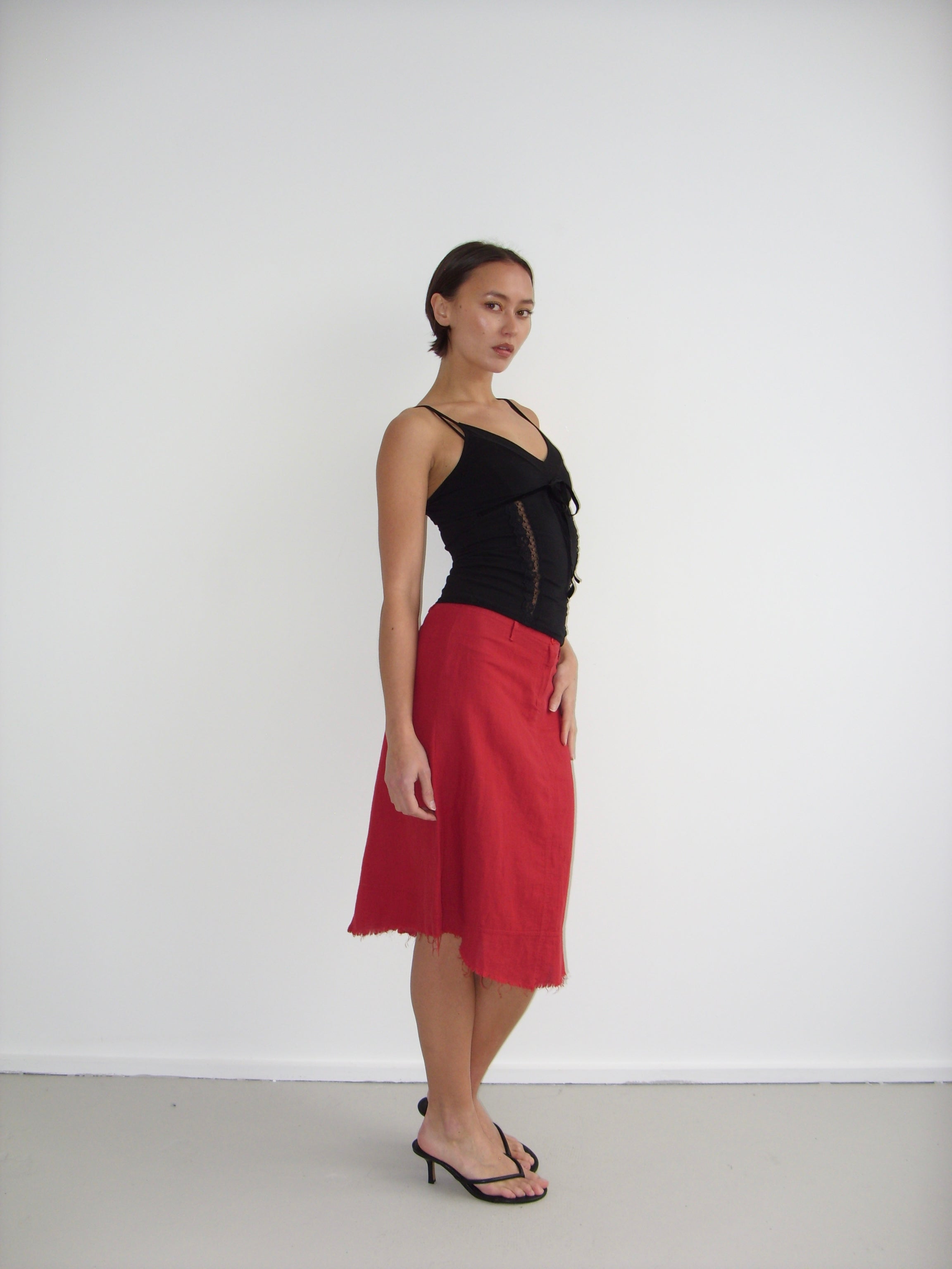 Black cami top with sheer lace panels